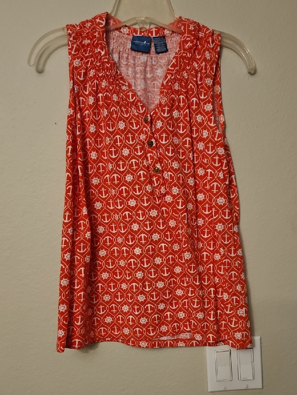 Caribbean Joe Nautical Anchor Sleeveless Camisole